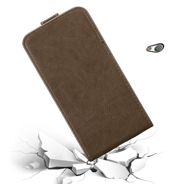 Cadorabo Hoesje geschikt voor Sony Xperia E5 in KOFFIE BRUIN - Beschermhoes Flip Case Cover magnetische sluiting