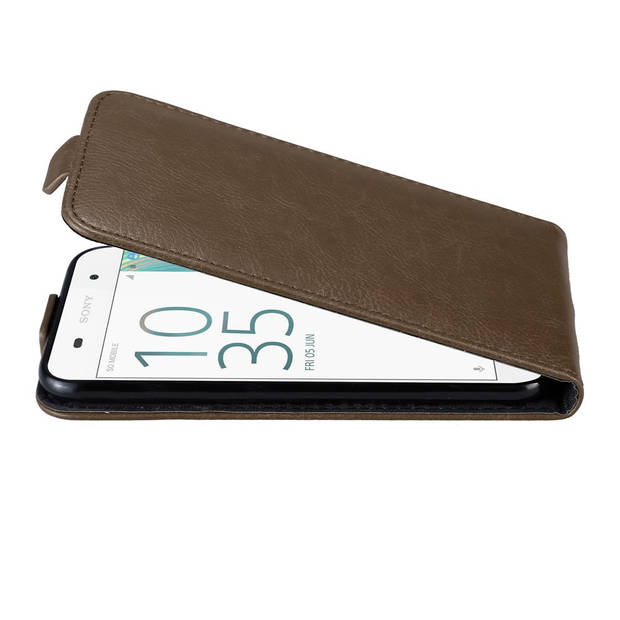 Cadorabo Hoesje geschikt voor Sony Xperia E5 in KOFFIE BRUIN - Beschermhoes Flip Case Cover magnetische sluiting