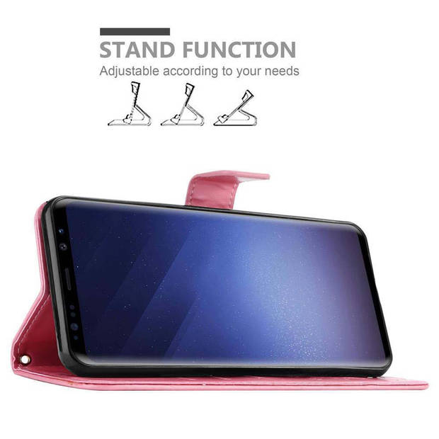 Cadorabo Hoesje geschikt voor Samsung Galaxy S9 PLUS in BLOEMEN ROZE - Beschermhoes Case Cover Bloemen magnetische