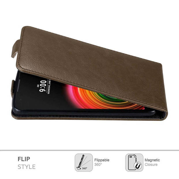 Cadorabo Hoesje geschikt voor LG X POWER in KOFFIE BRUIN - Beschermhoes Flip Case Cover magnetische sluiting