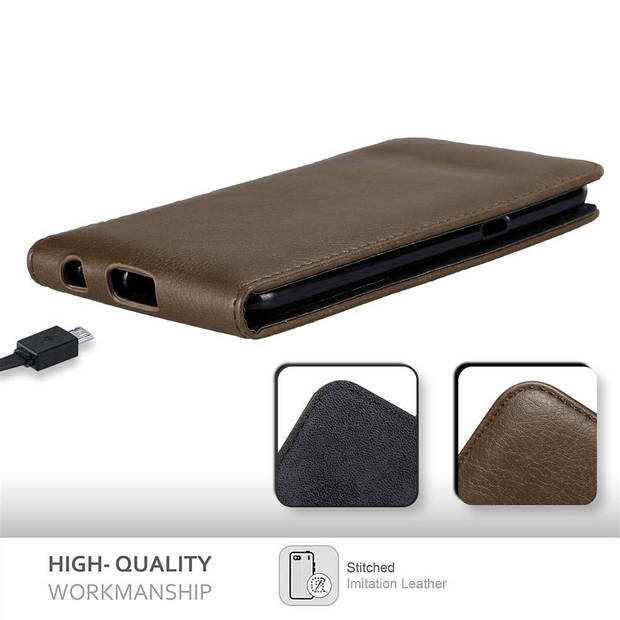 Cadorabo Hoesje geschikt voor LG X POWER in KOFFIE BRUIN - Beschermhoes Flip Case Cover magnetische sluiting