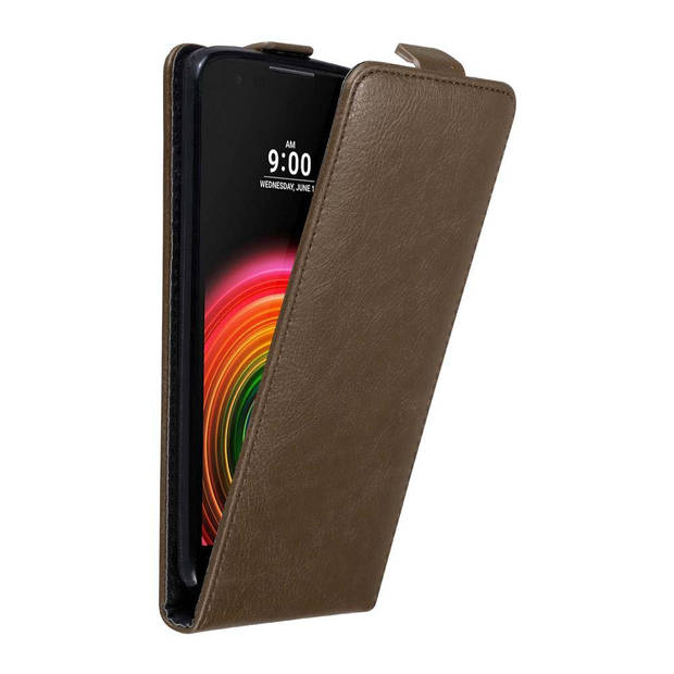 Cadorabo Hoesje geschikt voor LG X POWER in KOFFIE BRUIN - Beschermhoes Flip Case Cover magnetische sluiting