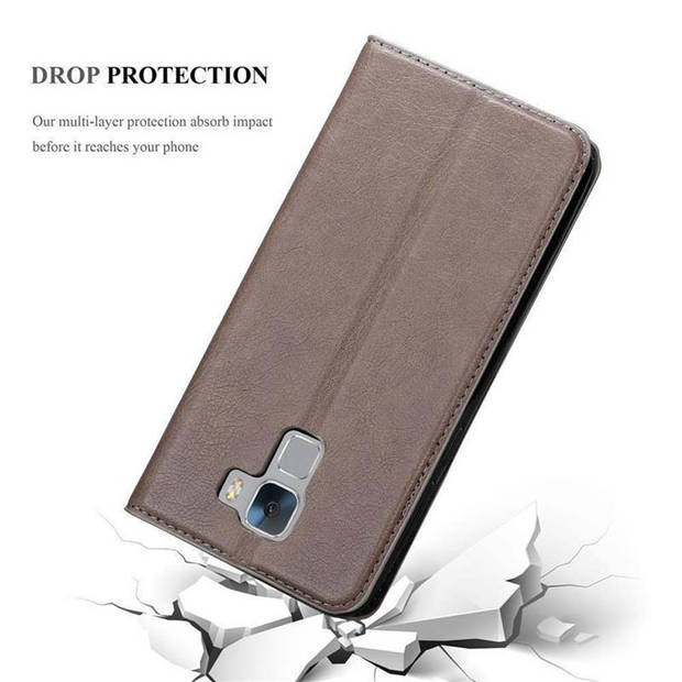 Cadorabo Hoesje geschikt voor Honor 7 in KOFFIE BRUIN - Beschermhoes Case magnetische sluiting Cover