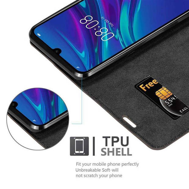 Cadorabo Hoesje geschikt voor Huawei Y6 2019 in KOFFIE BRUIN - Beschermhoes Case magnetische sluiting Cover