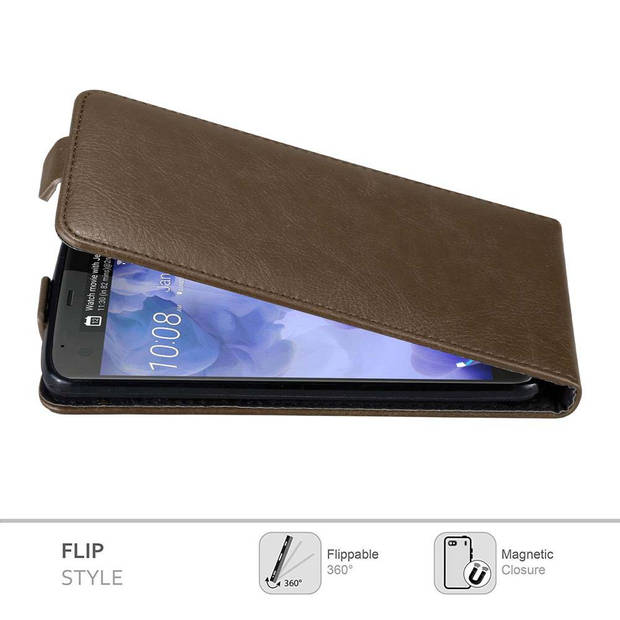 Cadorabo Hoesje geschikt voor HTC U ULTRA in KOFFIE BRUIN - Beschermhoes Flip Case Cover magnetische sluiting