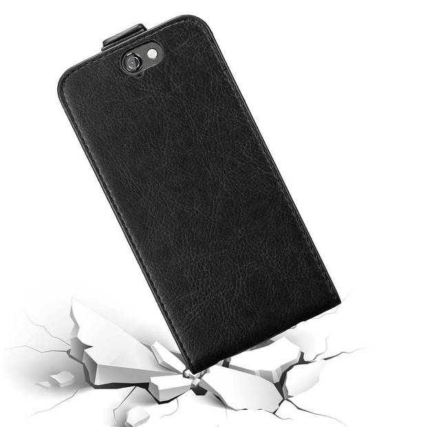 Cadorabo Hoesje geschikt voor HTC ONE A9 in ZWARTE NACHT - Beschermhoes Flip Case Cover magnetische sluiting