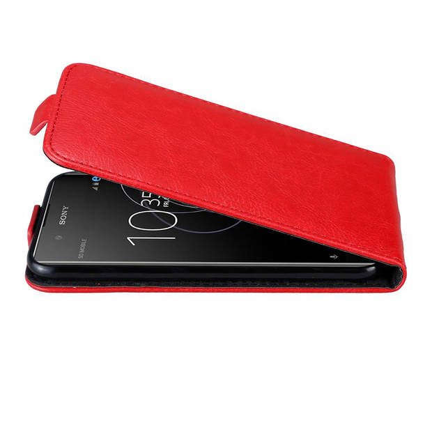 Cadorabo Hoesje geschikt voor Sony Xperia XA1 PLUS in APPEL ROOD - Beschermhoes Flip Case Cover magnetische sluiting