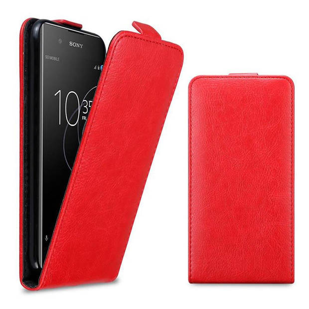 Cadorabo Hoesje geschikt voor Sony Xperia XA1 PLUS in APPEL ROOD - Beschermhoes Flip Case Cover magnetische sluiting