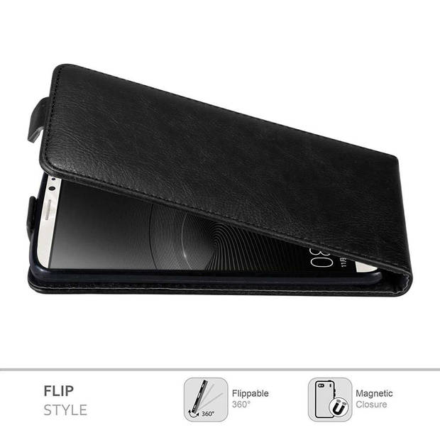 Cadorabo Hoesje geschikt voor Huawei MATE 8 in ZWARTE NACHT - Beschermhoes Flip Case Cover magnetische sluiting