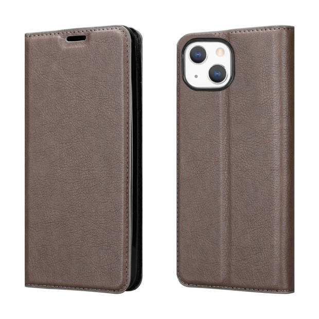 Cadorabo Hoesje geschikt voor Apple iPhone 13 MINI in KOFFIE BRUIN - Beschermhoes Case magnetische sluiting Cover