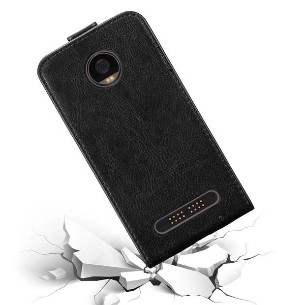 Cadorabo Hoesje geschikt voor Motorola MOTO Z2 PLAY / Z2 FORCE in ZWARTE NACHT - Beschermhoes Flip Case Cover