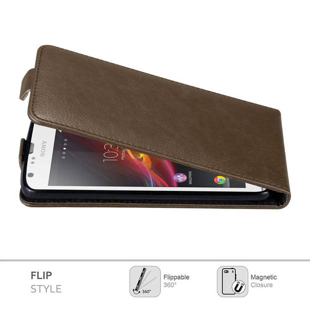 Cadorabo Hoesje geschikt voor Sony Xperia SP in KOFFIE BRUIN - Beschermhoes Flip Case Cover magnetische sluiting