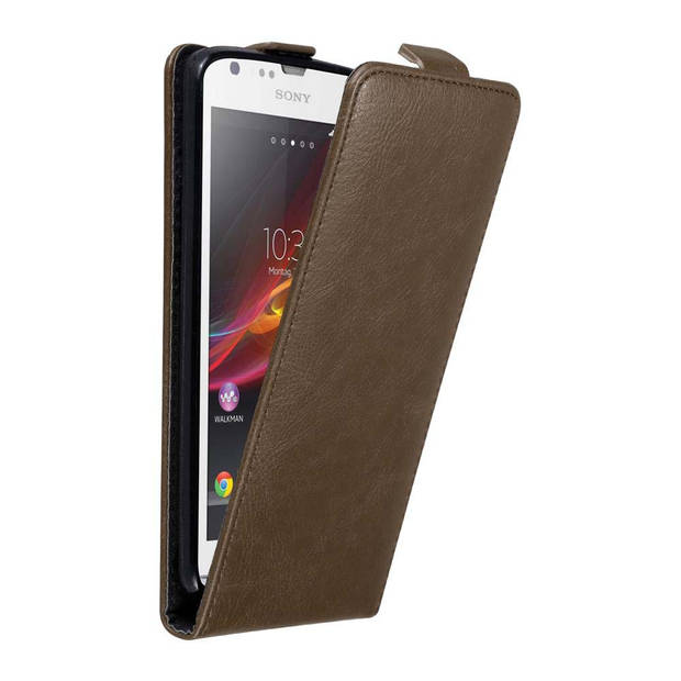 Cadorabo Hoesje geschikt voor Sony Xperia SP in KOFFIE BRUIN - Beschermhoes Flip Case Cover magnetische sluiting