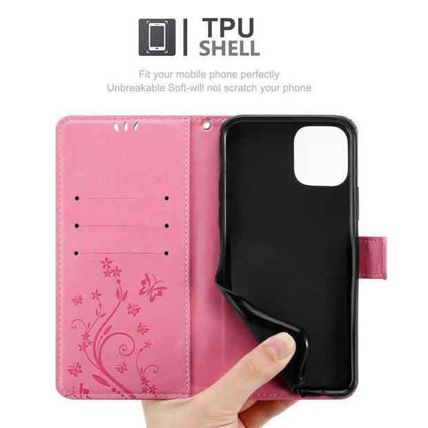 Cadorabo Hoesje geschikt voor Apple iPhone 11 PRO in BLOEMEN ROZE - Beschermhoes Case Cover Bloemen magnetische sluiting