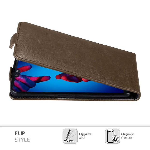 Cadorabo Hoesje geschikt voor Huawei P20 in KOFFIE BRUIN - Beschermhoes Flip Case Cover magnetische sluiting