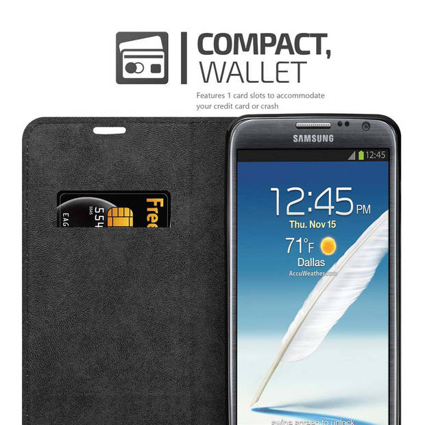 Cadorabo Hoesje geschikt voor Samsung Galaxy NOTE 2 in KOFFIE BRUIN - Beschermhoes Case magnetische sluiting Cover