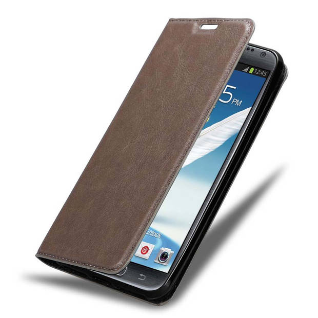 Cadorabo Hoesje geschikt voor Samsung Galaxy NOTE 2 in KOFFIE BRUIN - Beschermhoes Case magnetische sluiting Cover