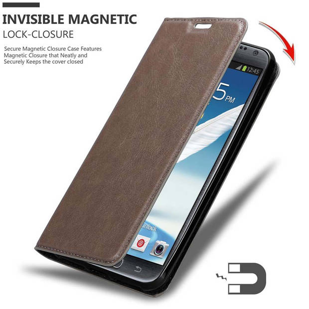 Cadorabo Hoesje geschikt voor Samsung Galaxy NOTE 2 in KOFFIE BRUIN - Beschermhoes Case magnetische sluiting Cover
