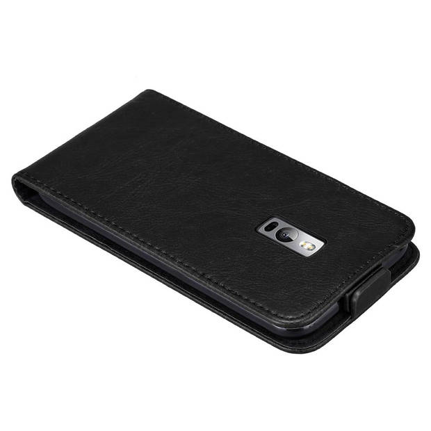 Cadorabo Hoesje geschikt voor OnePlus 2 in ZWARTE NACHT - Beschermhoes Flip Case Cover magnetische sluiting