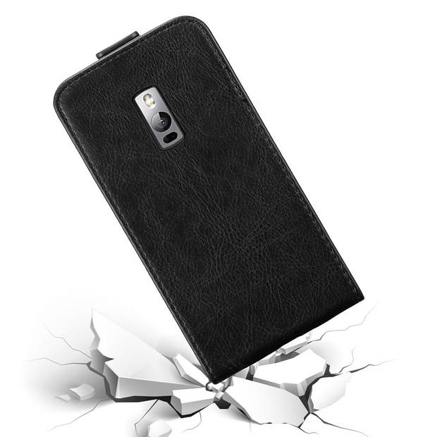 Cadorabo Hoesje geschikt voor OnePlus 2 in ZWARTE NACHT - Beschermhoes Flip Case Cover magnetische sluiting