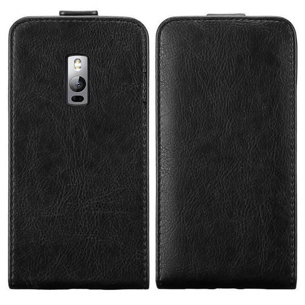 Cadorabo Hoesje geschikt voor OnePlus 2 in ZWARTE NACHT - Beschermhoes Flip Case Cover magnetische sluiting