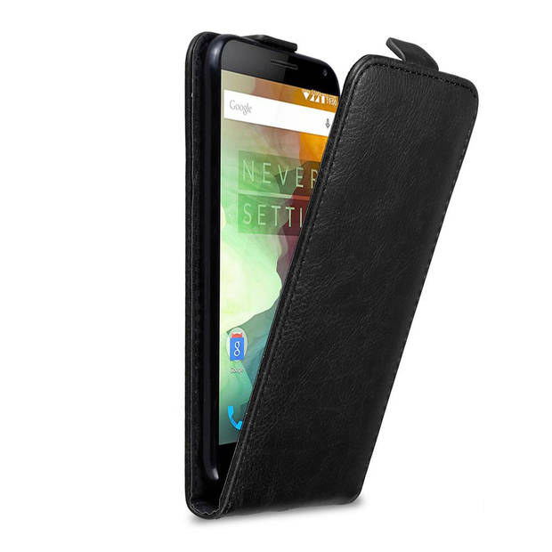 Cadorabo Hoesje geschikt voor OnePlus 2 in ZWARTE NACHT - Beschermhoes Flip Case Cover magnetische sluiting