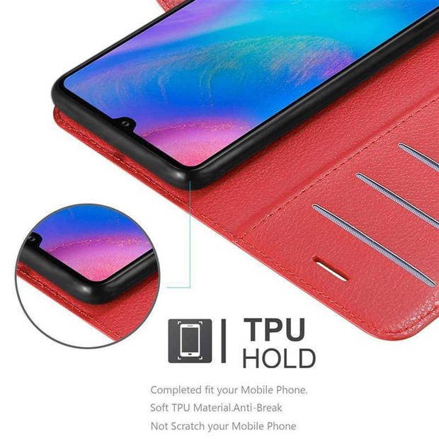 Cadorabo Hoesje geschikt voor Huawei P30 in KARMIJN ROOD - Beschermhoes Cover magnetische sluiting Case