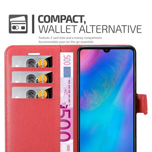 Cadorabo Hoesje geschikt voor Huawei P30 in KARMIJN ROOD - Beschermhoes Cover magnetische sluiting Case