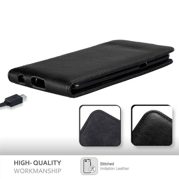 Cadorabo Hoesje geschikt voor LG X POWER in ZWARTE NACHT - Beschermhoes Flip Case Cover magnetische sluiting
