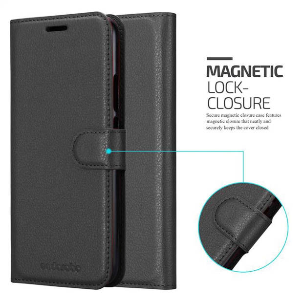 Cadorabo Hoesje geschikt voor Huawei MATE 20 LITE in PHANTOM ZWART - Beschermhoes Cover magnetische sluiting Case