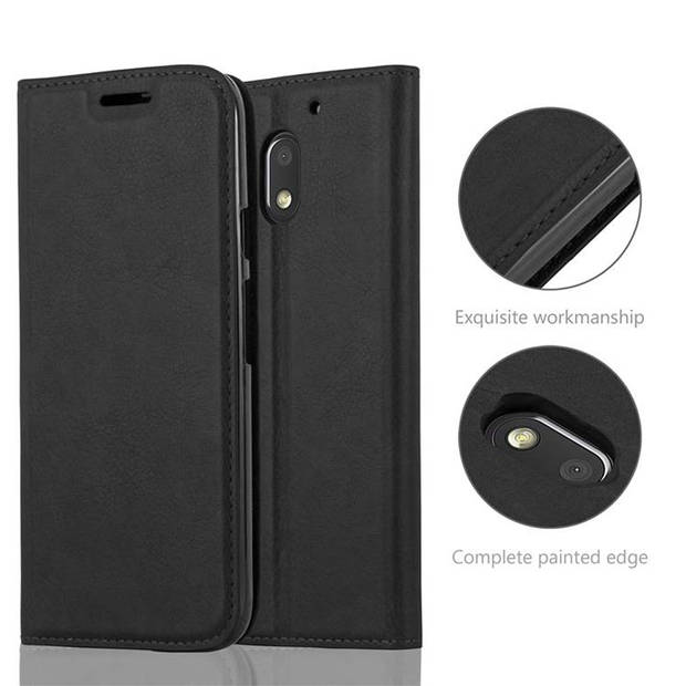 Cadorabo Hoesje geschikt voor Motorola MOTO E3 in ZWARTE NACHT - Beschermhoes Case magnetische sluiting Cover