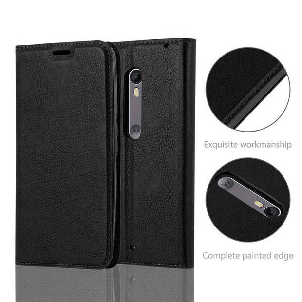 Cadorabo Hoesje geschikt voor Motorola MOTO X STYLE in ZWARTE NACHT - Beschermhoes Case magnetische sluiting Cover