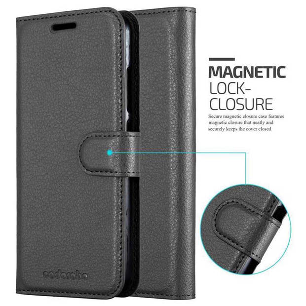 Cadorabo Hoesje geschikt voor Xiaomi RedMi 6 in PHANTOM ZWART - Beschermhoes Cover magnetische sluiting Case