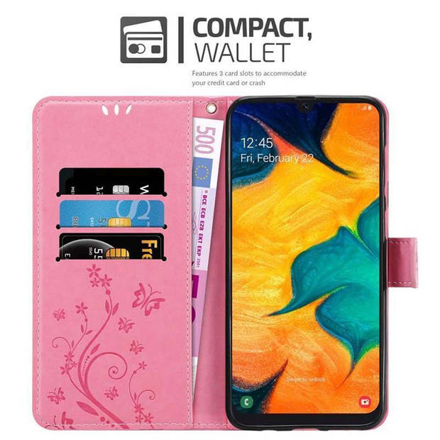 Cadorabo Hoesje geschikt voor Samsung Galaxy A20 / A30 / M10s in BLOEMEN ROZE - Beschermhoes Case Cover Bloemen