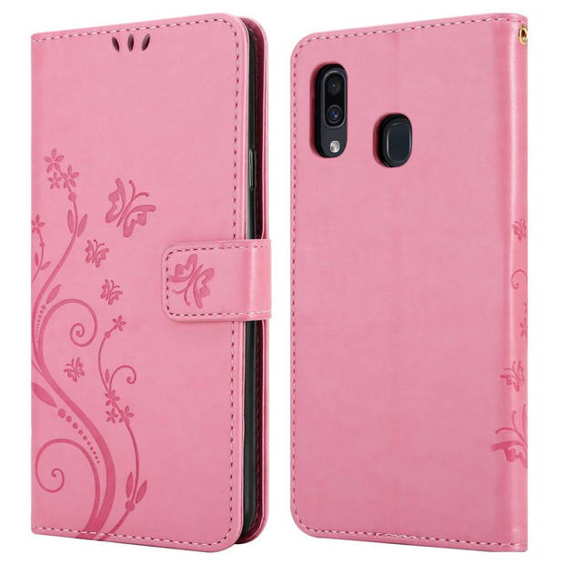 Cadorabo Hoesje geschikt voor Samsung Galaxy A20 / A30 / M10s in BLOEMEN ROZE - Beschermhoes Case Cover Bloemen