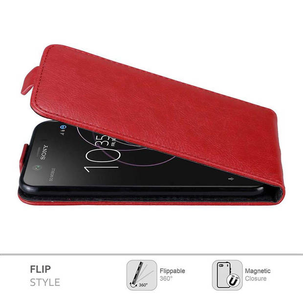 Cadorabo Hoesje geschikt voor Sony Xperia XZ1 COMPACT in APPEL ROOD - Beschermhoes Flip Case Cover magnetische sluiting