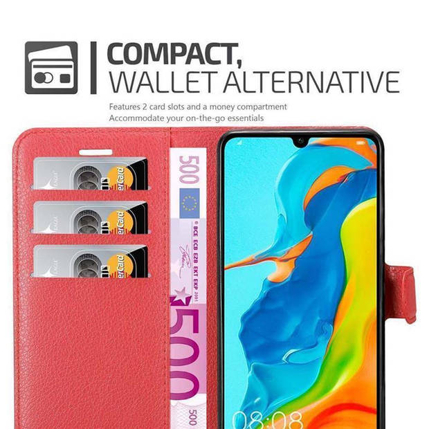 Cadorabo Hoesje geschikt voor Huawei P30 LITE in KARMIJN ROOD - Beschermhoes Cover magnetische sluiting Case