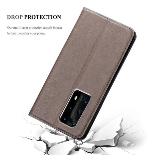 Cadorabo Hoesje geschikt voor Huawei P40 PRO / P40 PRO+ in KOFFIE BRUIN - Beschermhoes Case magnetische sluiting Cover