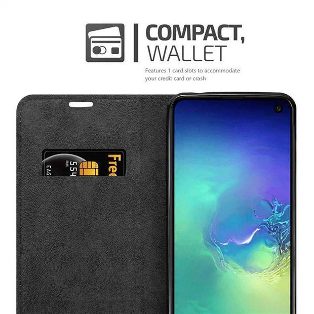 Cadorabo Hoesje geschikt voor Samsung Galaxy S10e in ZWARTE NACHT - Beschermhoes Case magnetische sluiting Cover