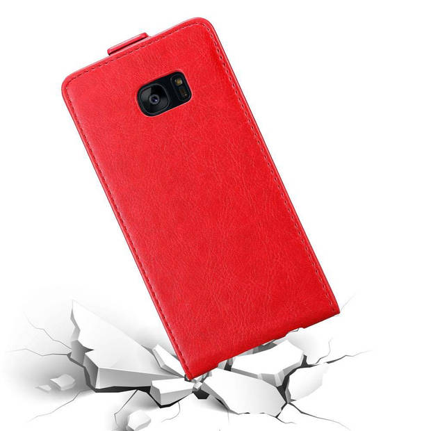 Cadorabo Hoesje geschikt voor Samsung Galaxy S7 EDGE in APPEL ROOD - Beschermhoes Flip Case Cover magnetische sluiting