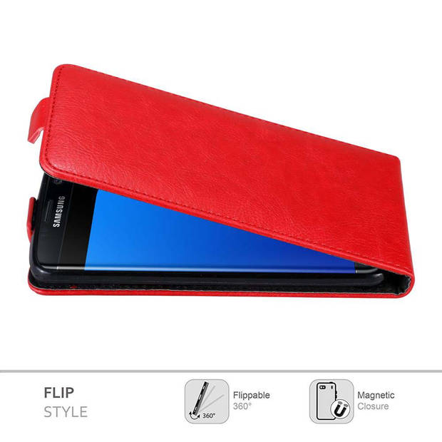 Cadorabo Hoesje geschikt voor Samsung Galaxy S7 EDGE in APPEL ROOD - Beschermhoes Flip Case Cover magnetische sluiting