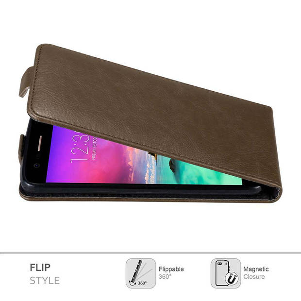 Cadorabo Hoesje geschikt voor LG K10 2017 in KOFFIE BRUIN - Beschermhoes Flip Case Cover magnetische sluiting