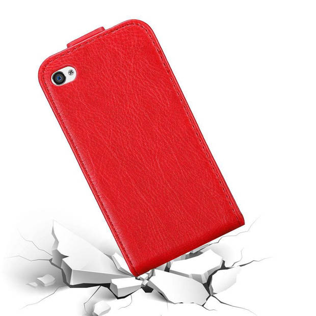 Cadorabo Hoesje geschikt voor Apple iPhone 4 / 4S in APPEL ROOD - Beschermhoes Flip Case Cover magnetische sluiting