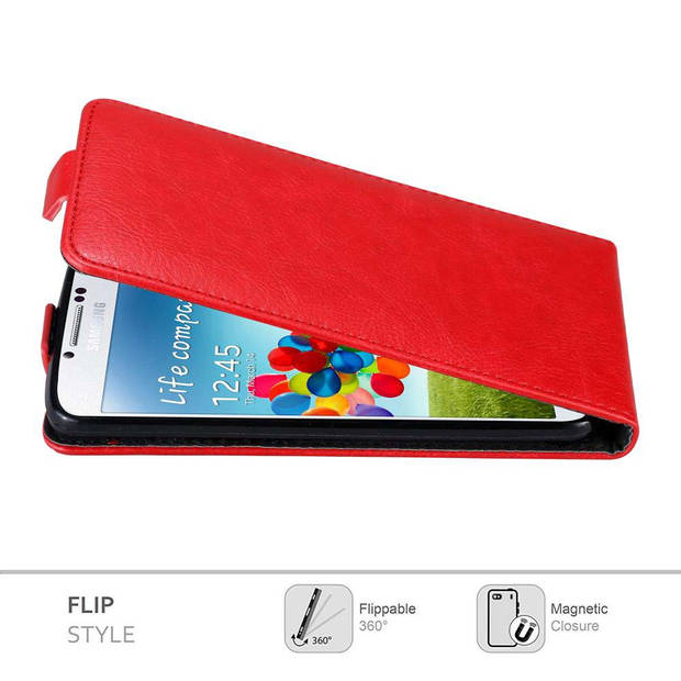 Cadorabo Hoesje geschikt voor Samsung Galaxy S4 in APPEL ROOD - Beschermhoes Flip Case Cover magnetische sluiting