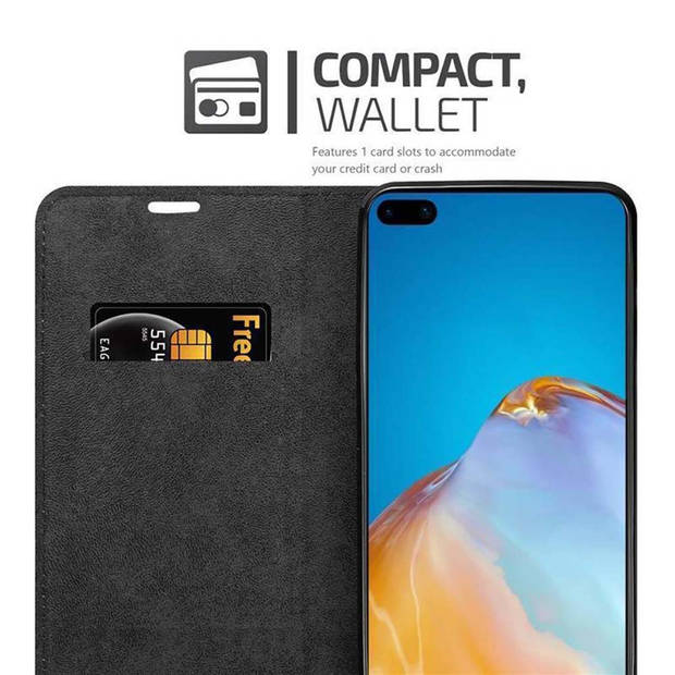 Cadorabo Hoesje geschikt voor Huawei P40 in ZWARTE NACHT - Beschermhoes Case magnetische sluiting Cover