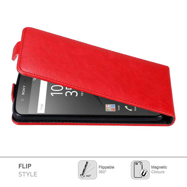 Cadorabo Hoesje geschikt voor Sony Xperia Z5 in APPEL ROOD - Beschermhoes Flip Case Cover magnetische sluiting