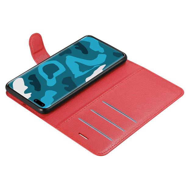 Cadorabo Hoesje geschikt voor Huawei P40 in KARMIJN ROOD - Beschermhoes Cover magnetische sluiting Case