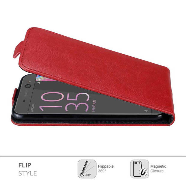 Cadorabo Hoesje geschikt voor Sony Xperia XA in APPEL ROOD - Beschermhoes Flip Case Cover magnetische sluiting