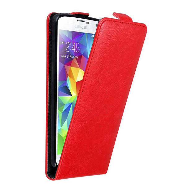 Cadorabo Hoesje geschikt voor Samsung Galaxy S5 MINI / S5 MINI DUOS in APPEL ROOD - Beschermhoes Flip Case Cover