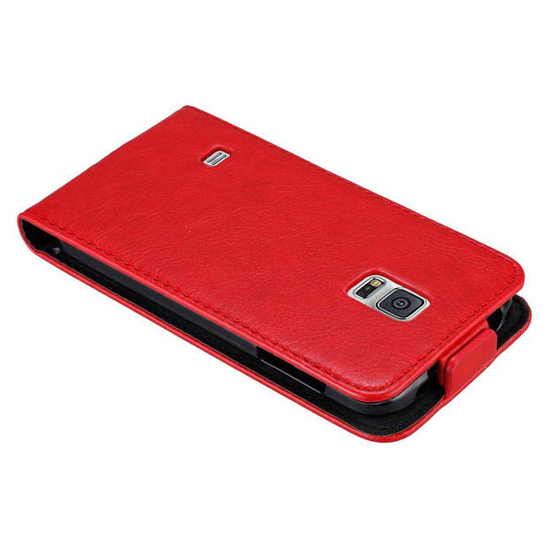 Cadorabo Hoesje geschikt voor Samsung Galaxy S5 MINI / S5 MINI DUOS in APPEL ROOD - Beschermhoes Flip Case Cover
